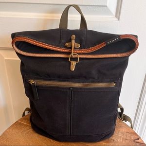 State Backpack Canvas with Leather trim in Black